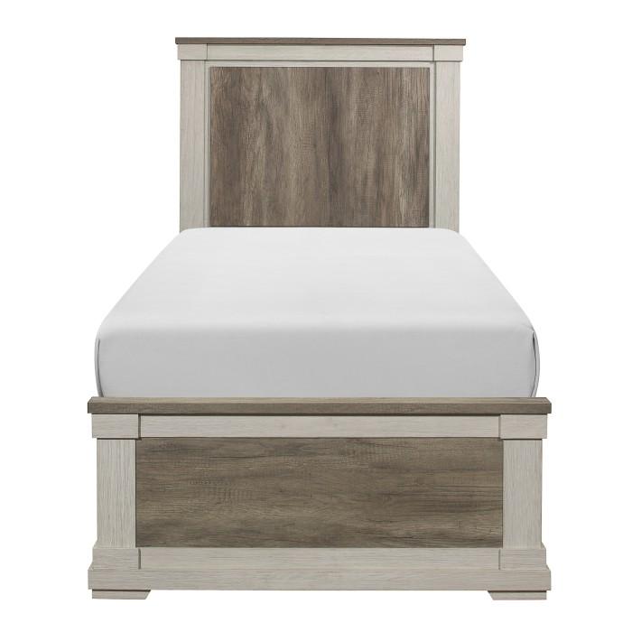 Arcadia Twin Panel Bed in White & Weathered Gray 1677T-1